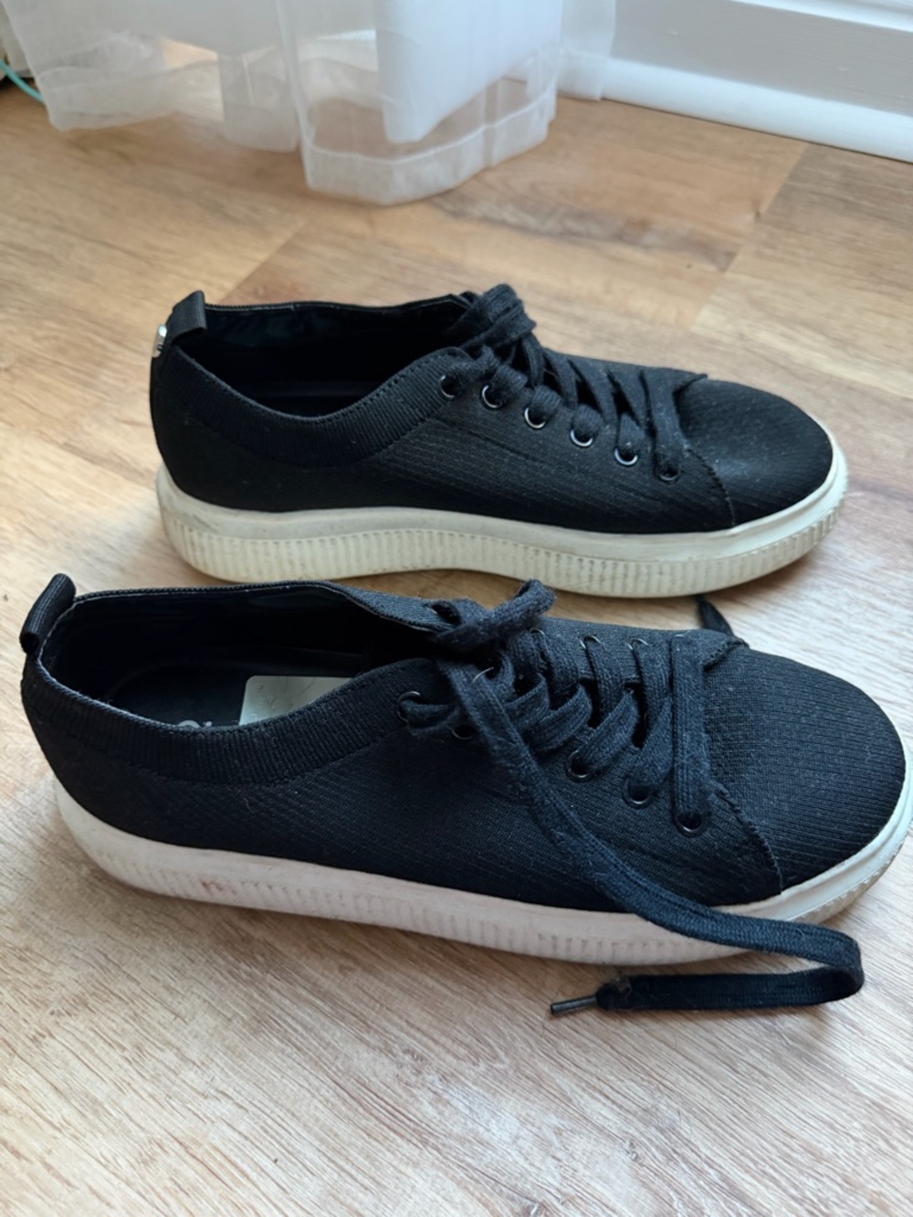 Women’s Black Platform Sneakers - Casual Lace-Up Shoes